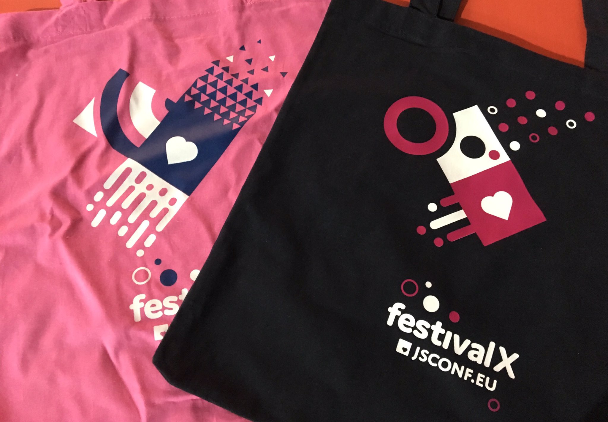 Photo of JSConf EU conference design details