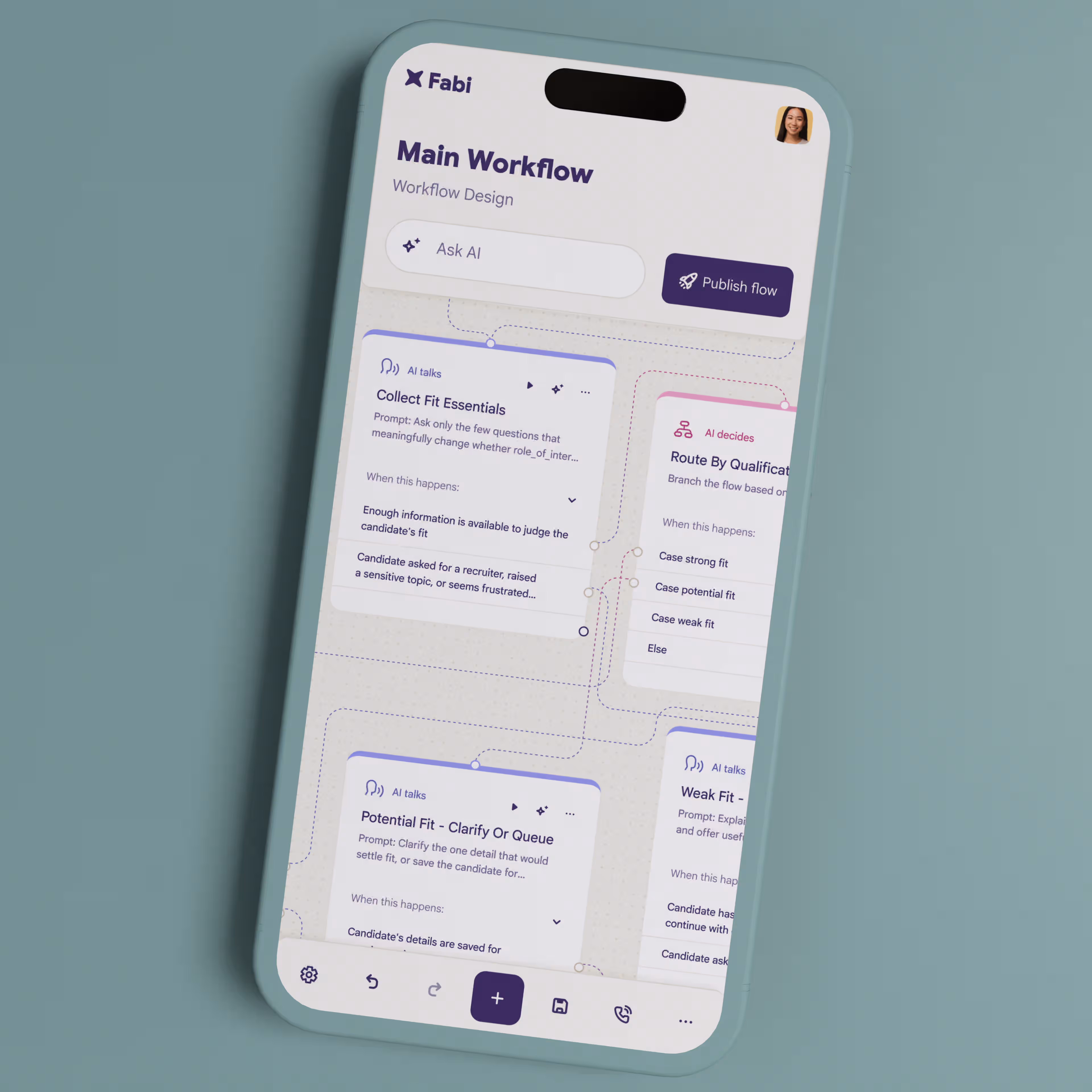 Worflow design on a mobile phone