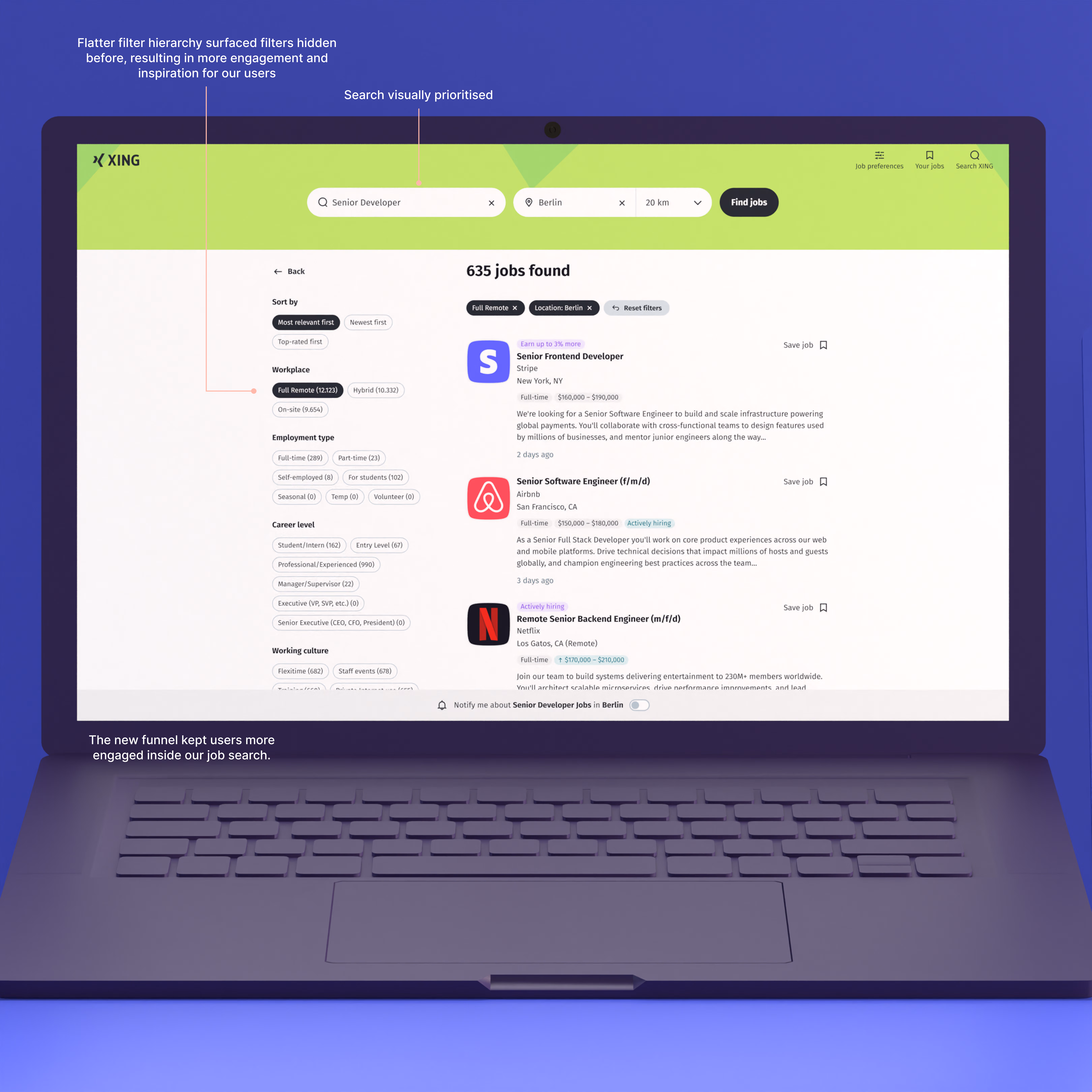Figma specification board for AI-assisted search flows and interaction patterns